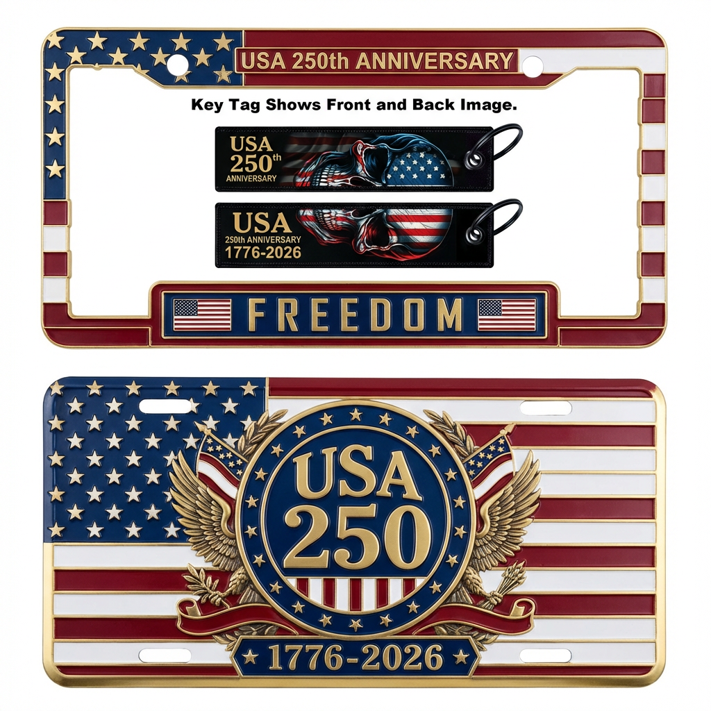 USA 250th Anniversary Commemorative License Plate Set