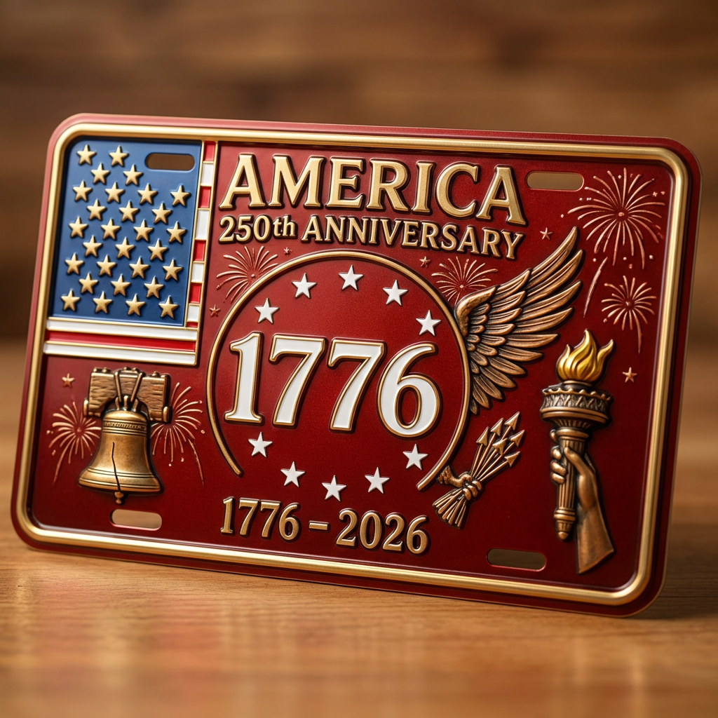 USA 250th Anniversary Commemorative License Plate Set