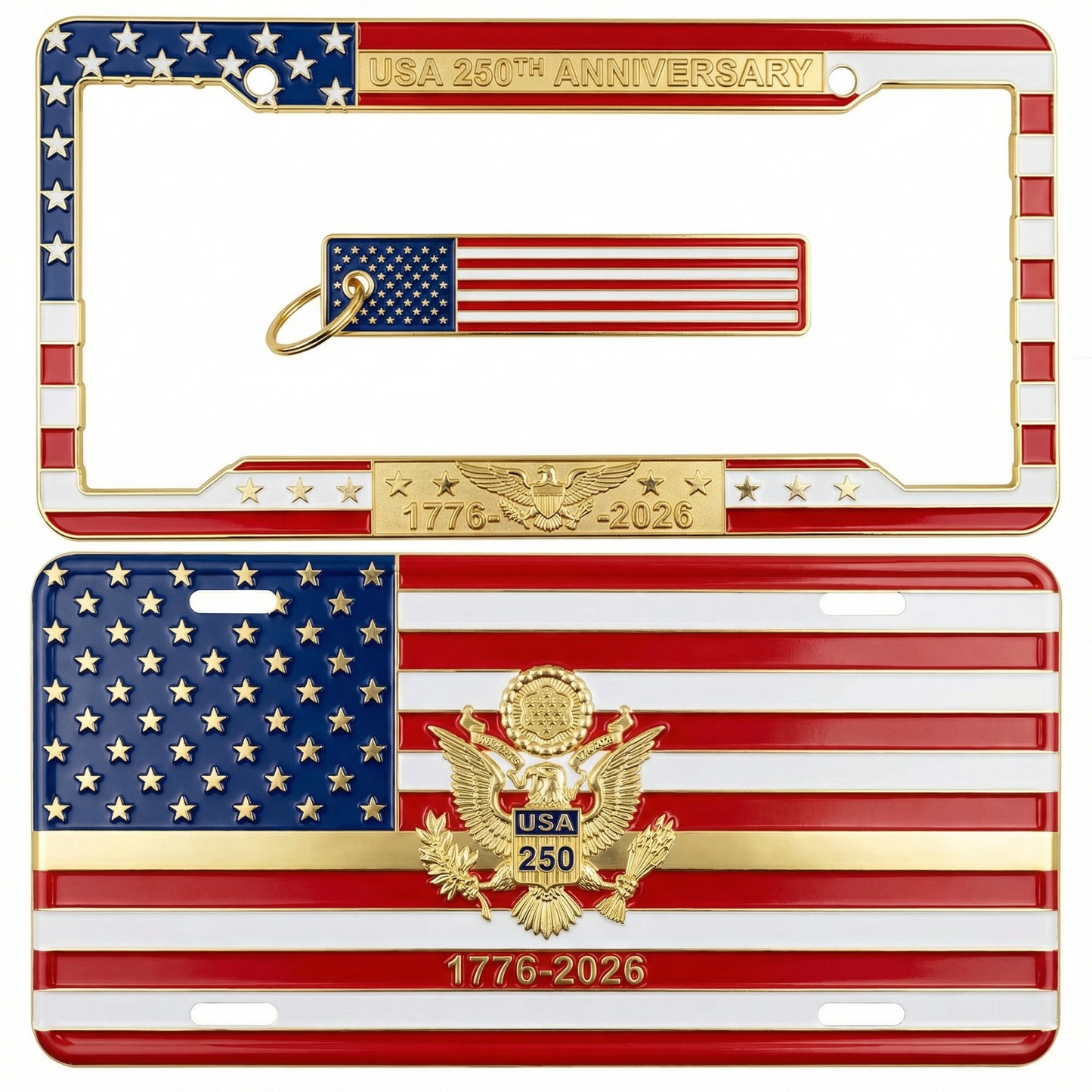 USA 250th Anniversary Commemorative Motorcycle License Plate Set