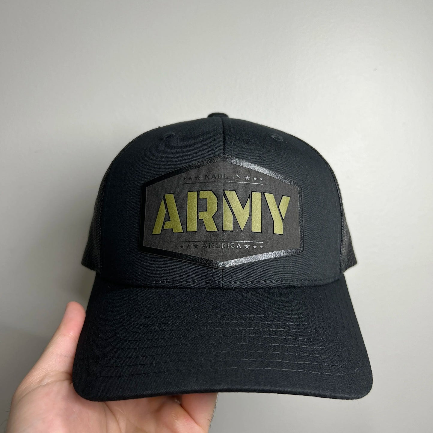 Army Insert Patch Hat. Green and Camo options