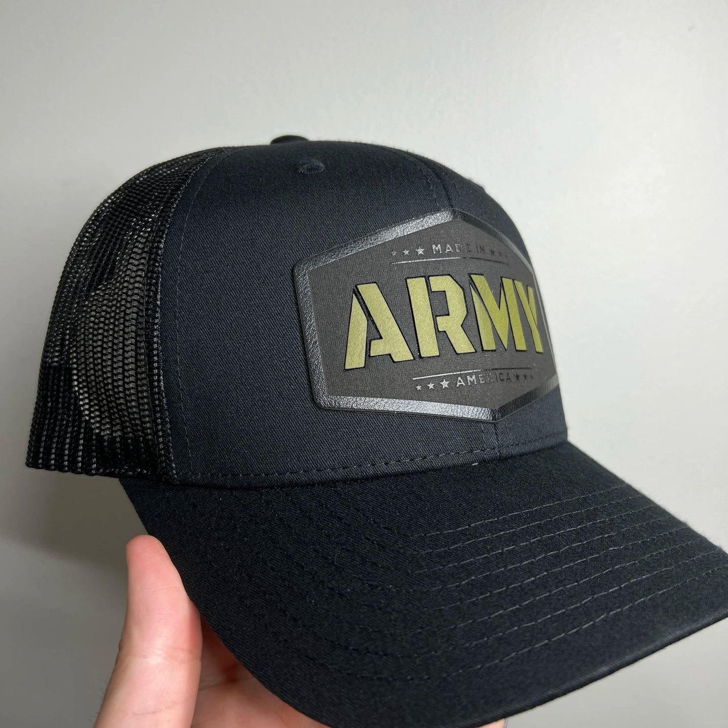 Army Insert Patch Hat. Green and Camo options