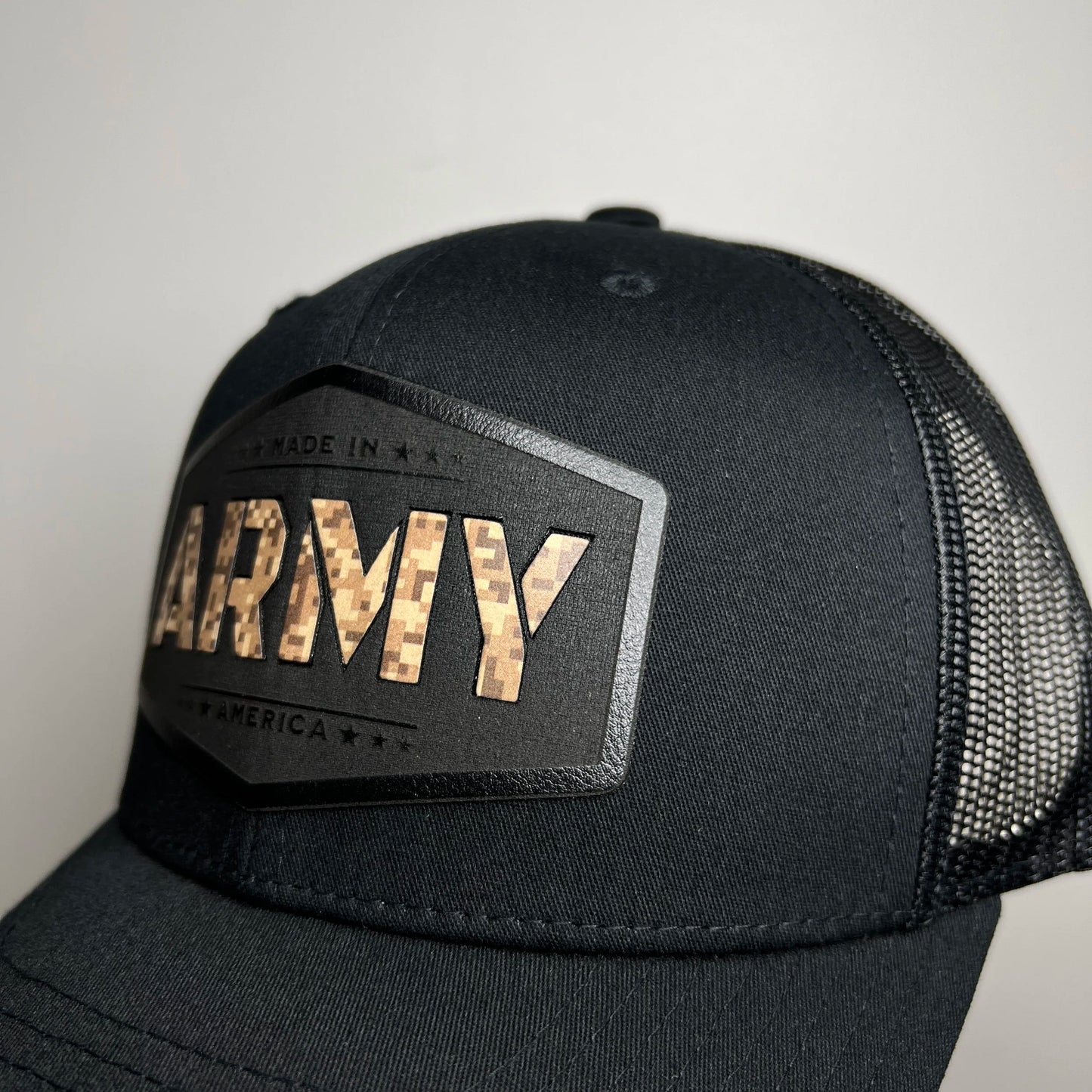 Army Insert Patch Hat. Green and Camo options