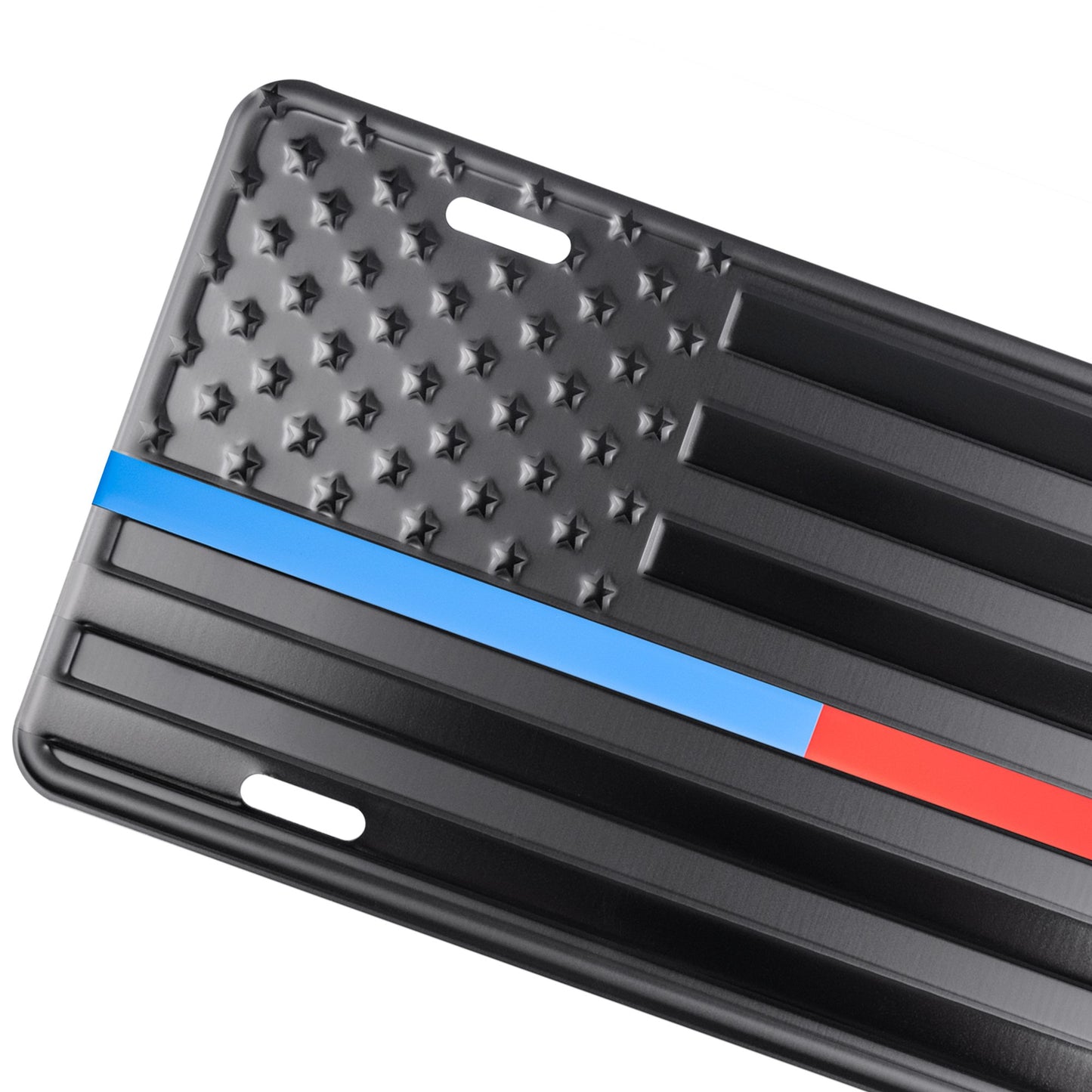 Thin Blue & Red Line American Flag License Plate, Frame, and Key Tag