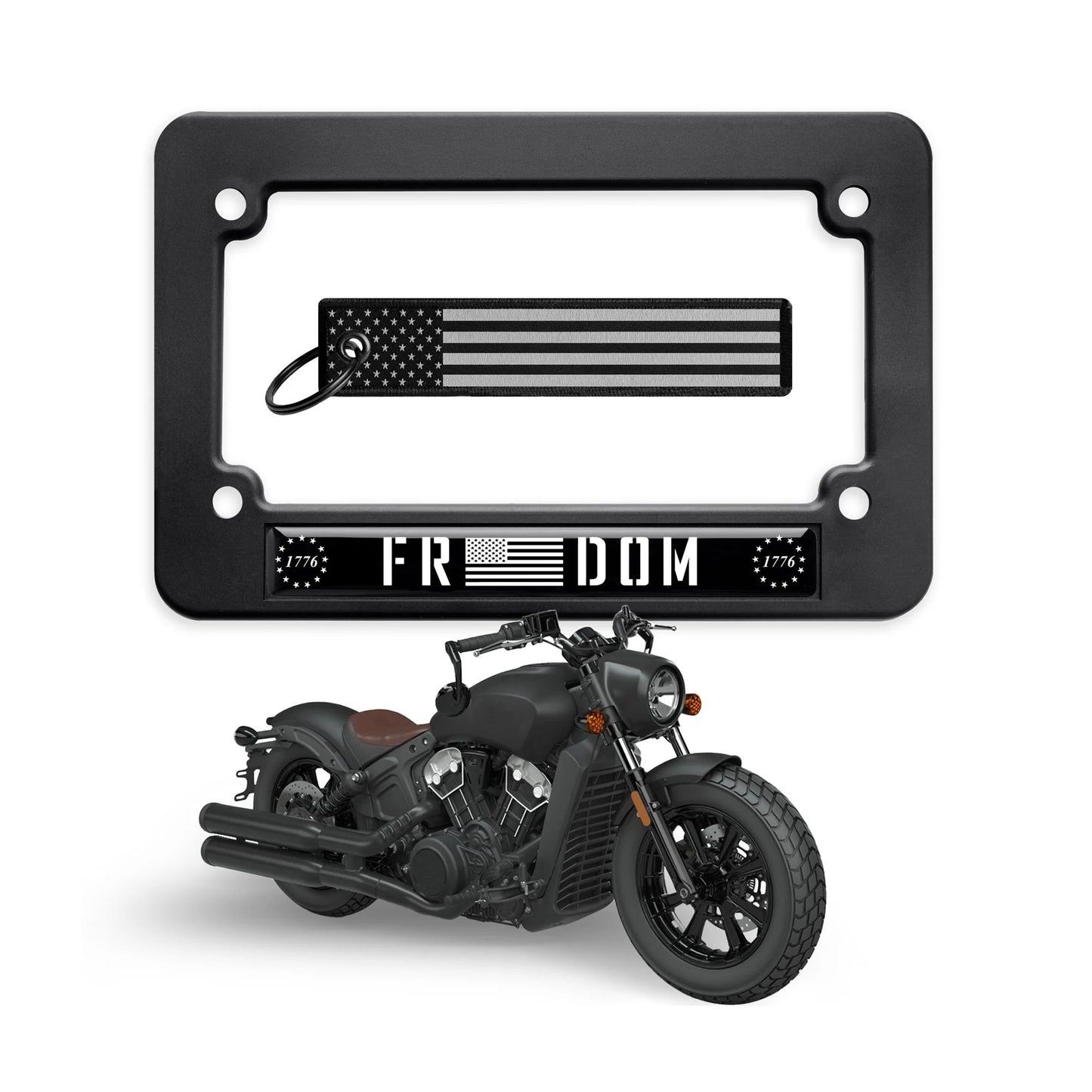 1776 Freedom Motorcycle License Plate Frame & Key Tag