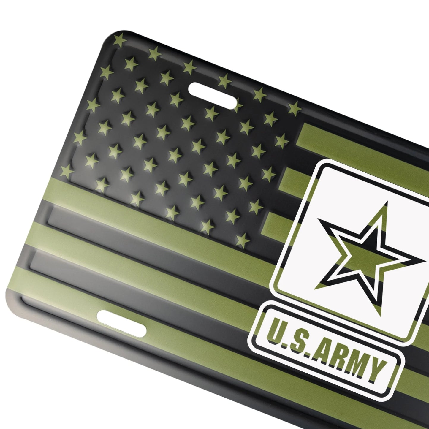 Army OD Green License Plate, Frame, and Key Tag & Sticker Combo
