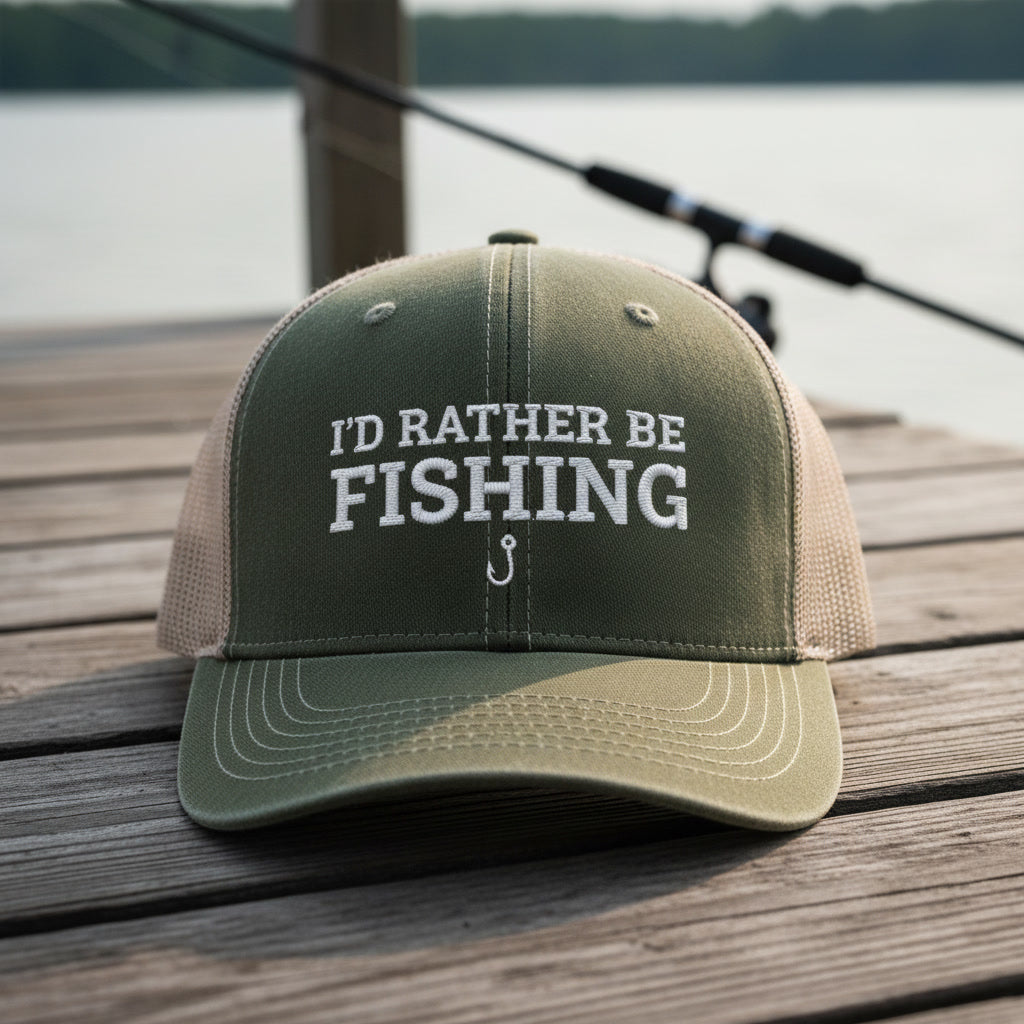I'd Rather Be Fishing Embroidered Hat – Outdoor Lifestyle Statement Cap