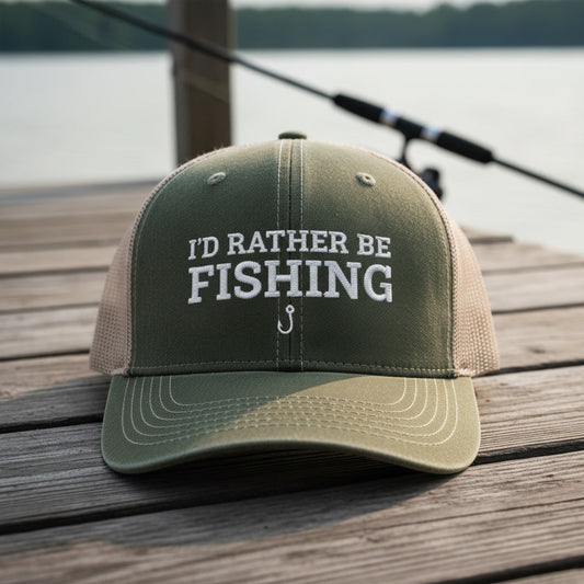 I'd Rather Be Fishing Embroidered Hat – Outdoor Lifestyle Statement Cap