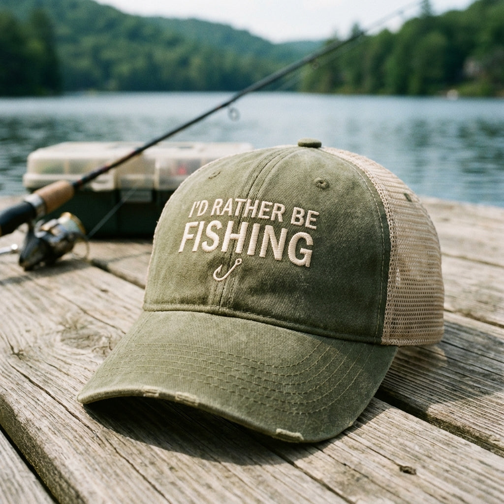 I'd Rather Be Fishing Embroidered Hat – Outdoor Lifestyle Statement Cap