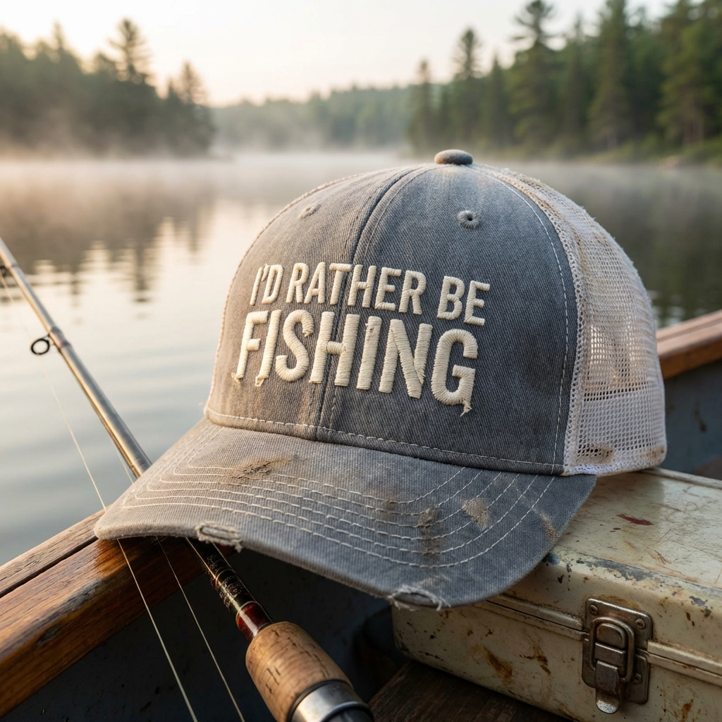 I'd Rather Be Fishing Embroidered Hat – Outdoor Lifestyle Statement Cap